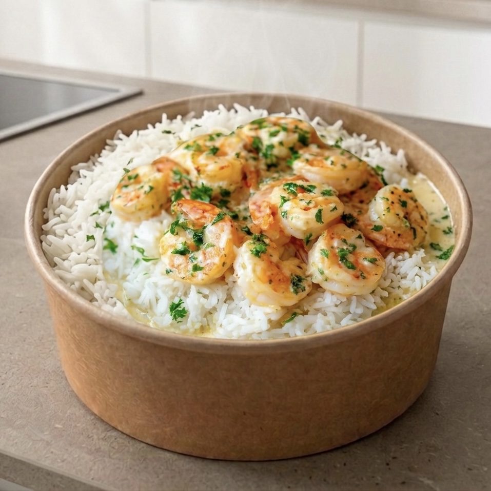 Riz Sauce Blanche & Scampis